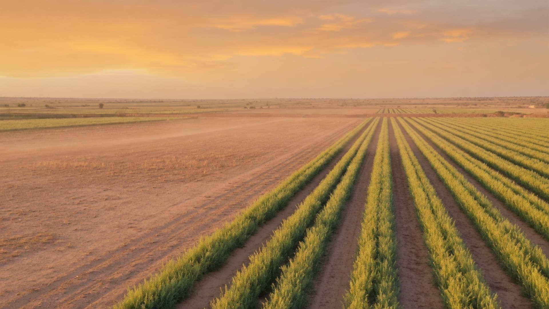 Agricultural fields in Rajasthan at golden hour — agri commodity belt near Nokha